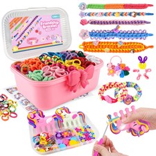 Rubber Band Bracelet Kit for Kids Girls Ages 6-12, 1300 PCS DIY Craft Pink