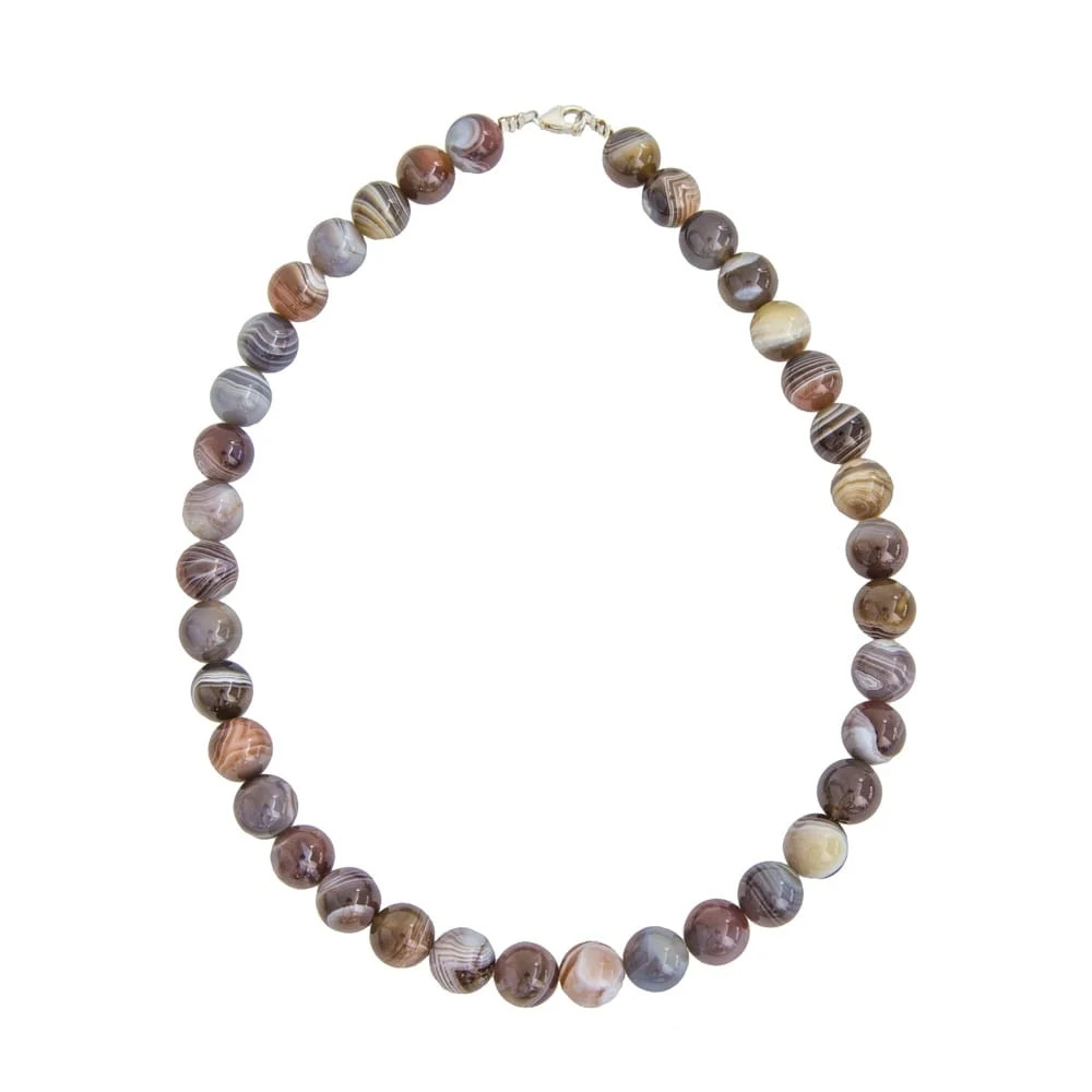 Collier Agate botswana 12mm, le cadeau idéal de lithothérapie