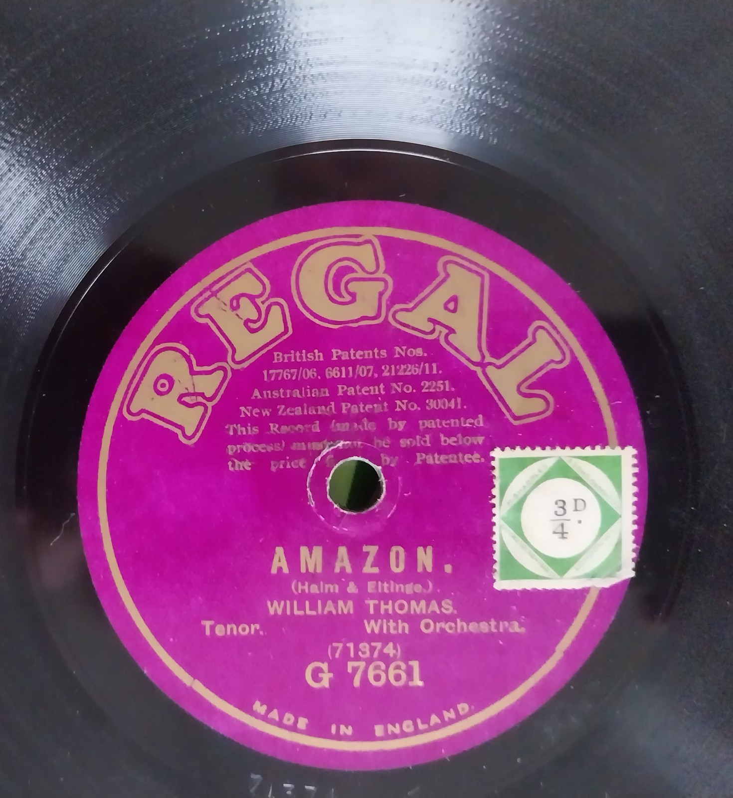 William Thomas: Blue Bird / Amazon 10" Shellac 78 Excellent Condition