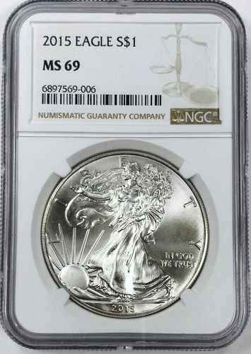 2015 AMERICAN SILVER EAGLE NGC MS69! NEAR FLAWLESS U.S. BULLION COIN! NR #G3532