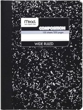 Mead Composition Notebook Wide Ruled Black Marble