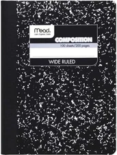Mead Composition Notebook Wide Ruled Black Marble