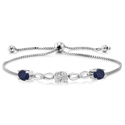 3.00 Cttw Lab Grown Diamond and Sapphire Bracelet For Women | 925 Sterling
