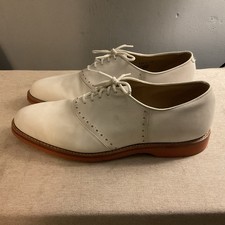 Johnston & Murphy Mens 12 N White Leather Saddle Oxford Shoes Made in USA