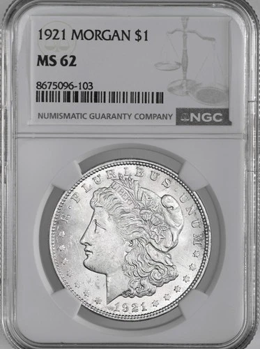 1921-P  $1  MORGAN SILVER DOLLAR   NGC MS62  #8675096-103  REVERSE TONING