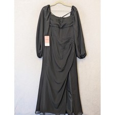 JJ's House Black Ruched Corset Square Neck Long Sleeve Maxi Dress Size S