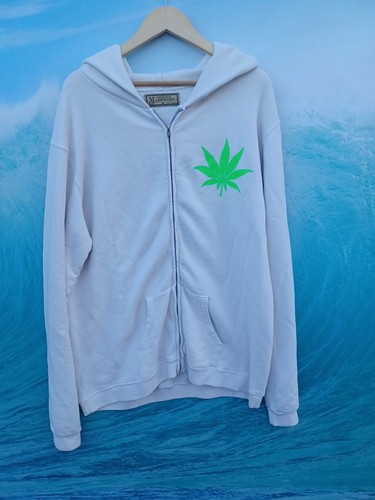 MadeWorn Zip Natural Fog Rasta Hey Bud Fleece Sweatshirt XXL #0734