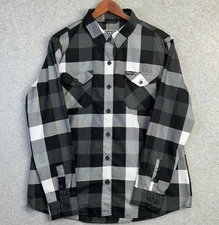 Dixxon Flannel Company Finish Line Black Gray Plaid Long Sleeve Shirt Men’s XL
