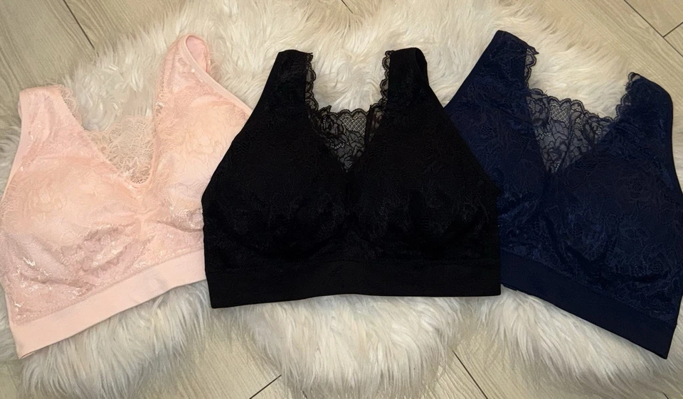 Sujetador camisero sin costuras de encaje para mujer 3 Breezies forrado WF M mediano A378013 Foto 2 de 4