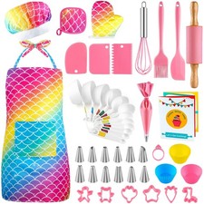GIFTINBOX Kids Cooking and Baking Set, 54 PCS Complete Kit with Apron and Che...