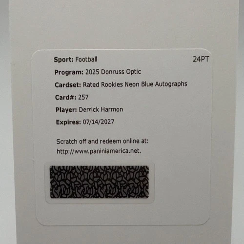 2025 Donruss Optic Derrick Harmon Neon Blue (RAW)