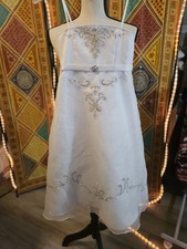 David's Bridal white dress with silver embroidery and beading. Size: 4.