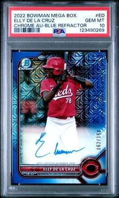2022 BOWMAN MEGA BOX CHROME AUTOS #ED ELLY DE LA CRUZ 62/150 PSA 10 AUTO