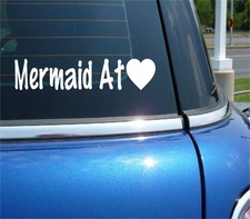 MERMAID AT HEART BEACH OCEAN FUNNY DECAL STICKER ART CAR WALL