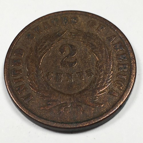 1870 United States 2 Cent Piece - Fine (F) In God We Trust KM#94 - 4558-PC - Picture 8 of 9