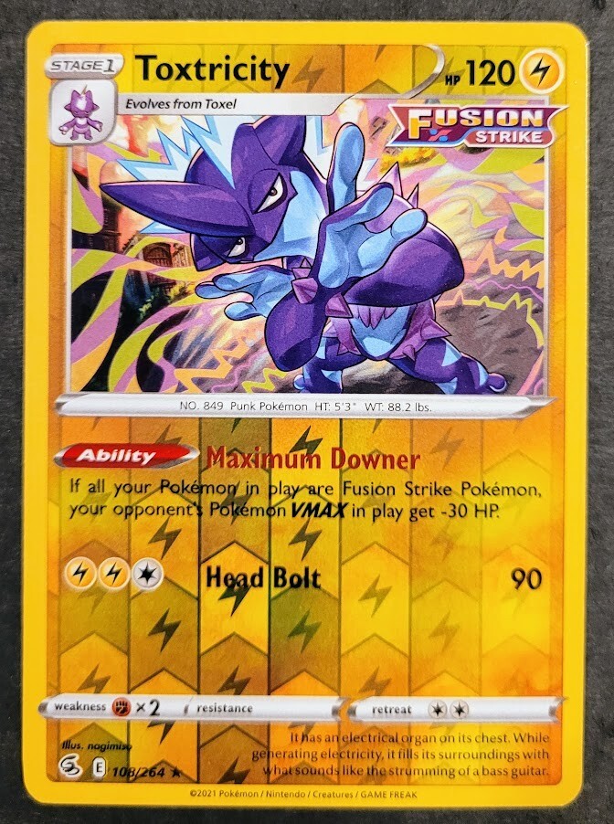 Pokémon cards Pokémon TCG | Toxtricity | Fusion Strike #108 | Reverse Holo