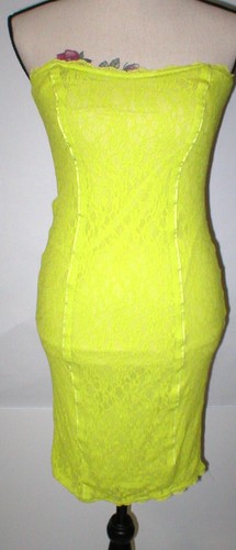 New Womens Victorias Secret Dress Lace Strapless Lime Green Yellow Soft S M Sexy New Womens Victorias Secret Dress Lace Strapless Lime Green Yellow Soft S M Sexy
