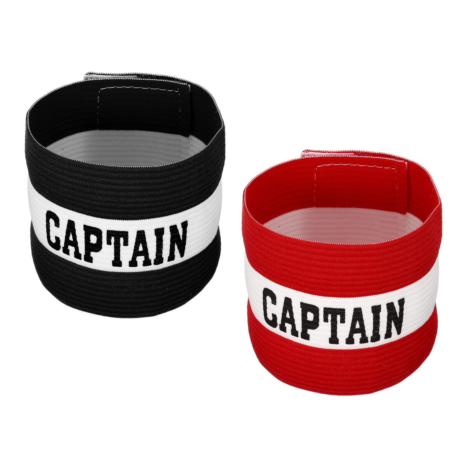 Captain's Armband, 2 Pack Elastic Arm Band for Soccer Team Training, Black Red