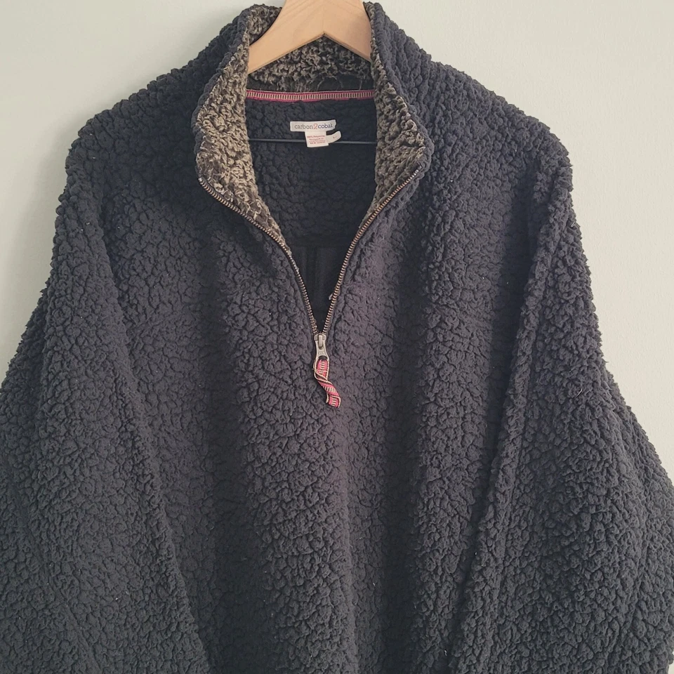 Carbon 2 Cobalt Mens Large Black Sherpa Fleece 1/4 Zip Jacket - Image 4 of 4