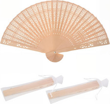 Sandalwood Fan 50 Pcs Hand Fans with 50 Organza Bags Abanicos De Mano Fans for W