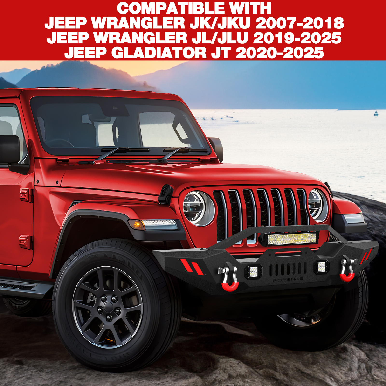 For 2019-2024 Wrangler JL/JLU Front or Rear Bumper W/Winch Plate&LED Lights thumbnail 6