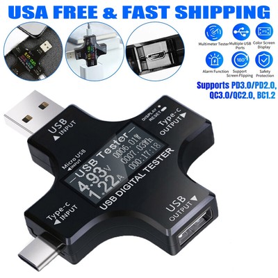 Type-C USB Digital Meter Tester Multimeter Current Voltage Power Monitor + Cable