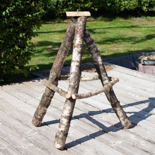 Vogelhausständer Birkenholz Vogelhaus 115cm Vogelfutterhaus Ständer Reetdach - Bild 2 von 5
