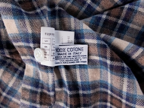 BARBA Napoli Dandy Life blue & brown plaid flannel cotton shirt Size 40 / 15.75 - Picture 5 of 6