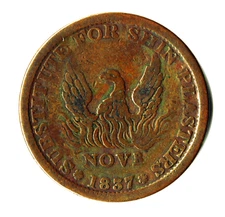 FINE + 1837 1841 HARD TIMES TOKEN LIBERTY MAY 10TH SUBSTITUTE FOR SHIN NOVR C51