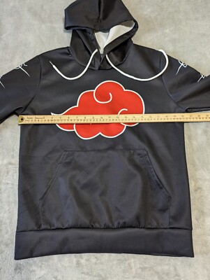 Sweat à Capuche Homme Naruto Akatsuki - Nuage Rouge, Signes Manga - Noir Taille L