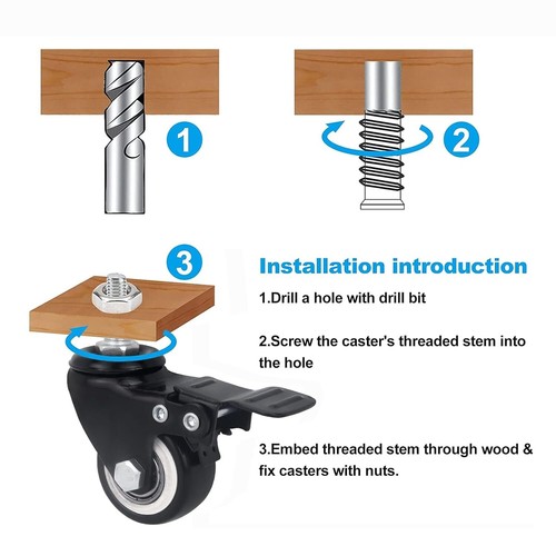 4PCS Heavy Duty Caster Wheels with Locking Casters Swivel Wheels with Screw - Picture 4 of 13