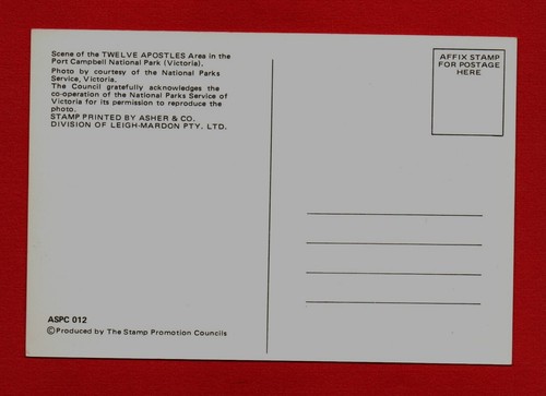 1979 THE TWELVE APOSTLES Area VIC AU maxi card postcard 20c stamp sea rock beach - Picture 2 of 2