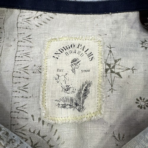 Tommy Bahama Linen Shirt XXL Blue Floral Dyed Beach Resort Artistic Indigo Palms - Picture 2 of 13