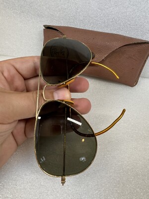 【70's】 Rayban vintage sunglasses Vintage 70's Ray Ban GP Aviator 58[]14 Gold Wrap Around Sunglasses