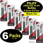 Pilot Precise V5 RT refills 77273, Black Ink 0.5mm Extra Fine 6 Packs of Refills