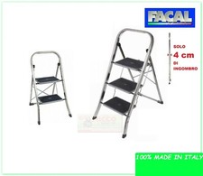 SCALA SGABELLO IN ALLUMINIO 2 3 GRADINI LARGHI ANTISCIVOLO CUCINA SALVASPAZIO