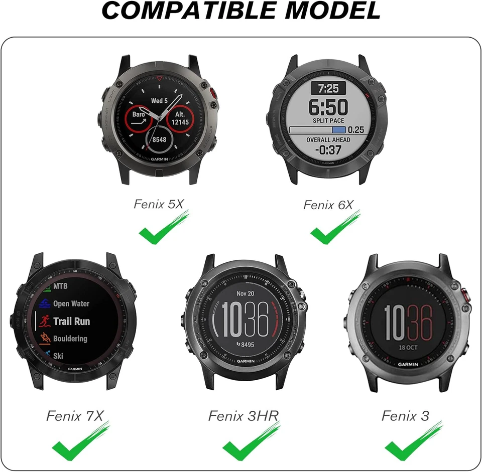 Cinturino per Garmin Fenix 3/Fenix 3Hr/Fenix 5X/5X Plus SmartWatch Nylon Tessuto - Immagine 2 di 4