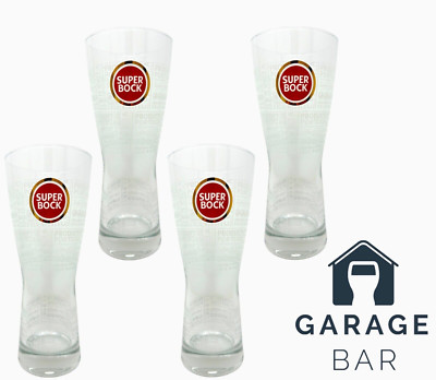 Set Of 4 Super Bock Half Pint Beer Glasses 10oz Brand New