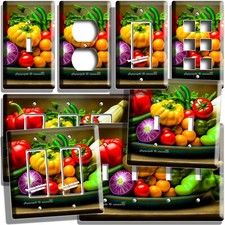 COLORFUL STILL LIFE VEGETABLES LIGHT SWITCH OUTLET WALL PLATES KITCHEN ART DECOR
