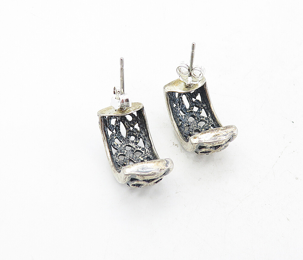 925 Sterling Silver Vintage Open Swirl Pattern Petite JHoop