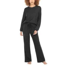 Honeydew Women's 2-Piece Super Soft Rib Lounge Set, Charcoal (Gray), Size S