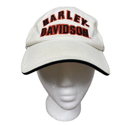 Harley Davidson Hat Womens White Rhinestone Bling Y2K Biker Cap Strapback 