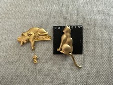 Cat Pins / Brooches, Lot Of 2