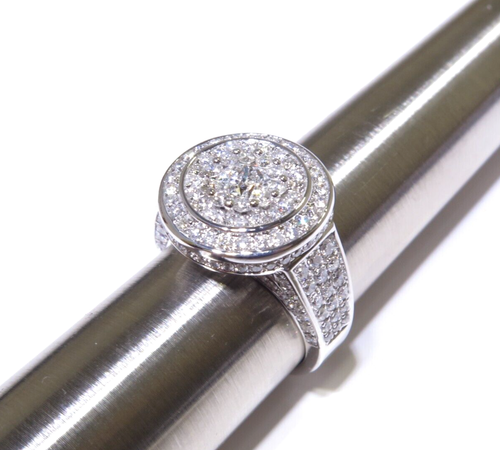 Unisex 14k White Gold 2.50ct Round Cut Prong Set White Diamond Stunning Ring - Picture 6 of 7