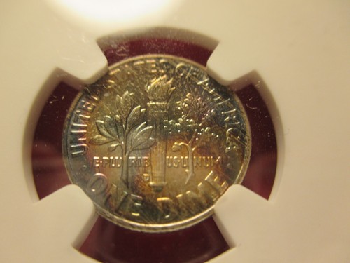1963 D ROSEVELT DIME NGC MS 63 OBVERSE REVERSE TOING CAN YOU SAY RAINBOWS - Picture 6 of 7