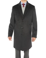 Luciano Natazzi Italian Mens Cashmere Overcoat Knee Length Trench Coat