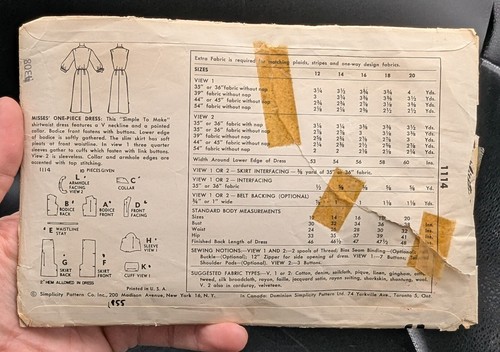 Simplicity 1114 Einteiler Kleid 50er Jahre Schnittmuster Vintage Gr. 16 Schnitt - Bild 6 von 9