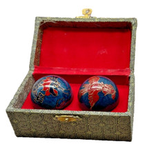 new SMALL Cloisonn  Baoding Balls Chinese dragon in box. Appx 1.5  w Chime