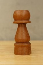 PJ Woods 1975 MCM Mid Century Modern Teak Wood Carved Turned Taper Candleholder