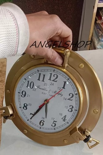 6'' Nautical Antique Brass Finish Ship Porthole Clock Wall Decor Navigation Gift - Picture 3 of 5